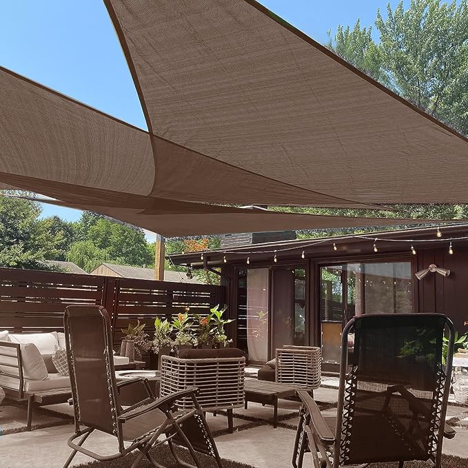 LOVE STORY Custom Size 11'x11'x11' Brown Sun Shade Sail Triangle Sunhsade by LOVESTORY