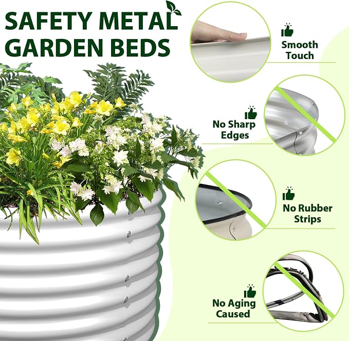 A ANLEOLIFE 4-Set 8X4X2 ft Galvanized Raised Garden Bed Kit, Oval Metal Deep - Image 6