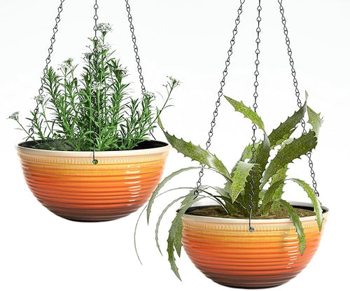 12 inch Hanging Planters for Indoor Outdoor Plants, 2 Pack Large Hanging Flower by Vanslogreen