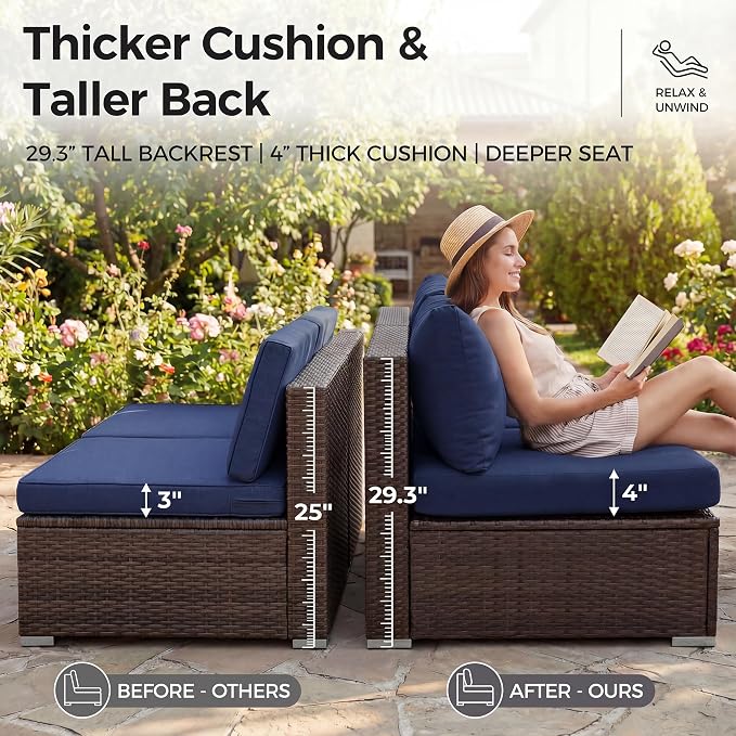 NICESOUL 6 Piece L-Shaped Outdoor Couch - Image 7