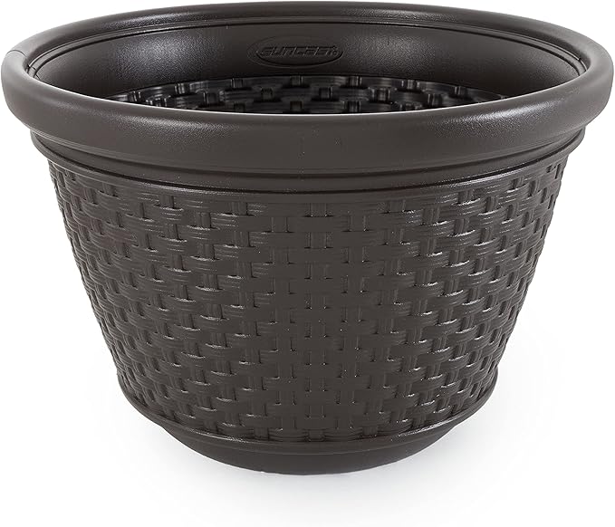 Suncast 2 Pack Decorative Wicker Garden Hose Holder Pot - Image 9
