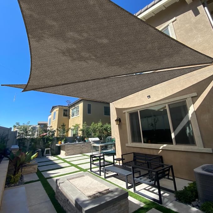 SUNLAX Sun Shade Sail 8' x 8' x 8' Brown Triangle Canopy Sail Shade Cover UV by SUNLAX
