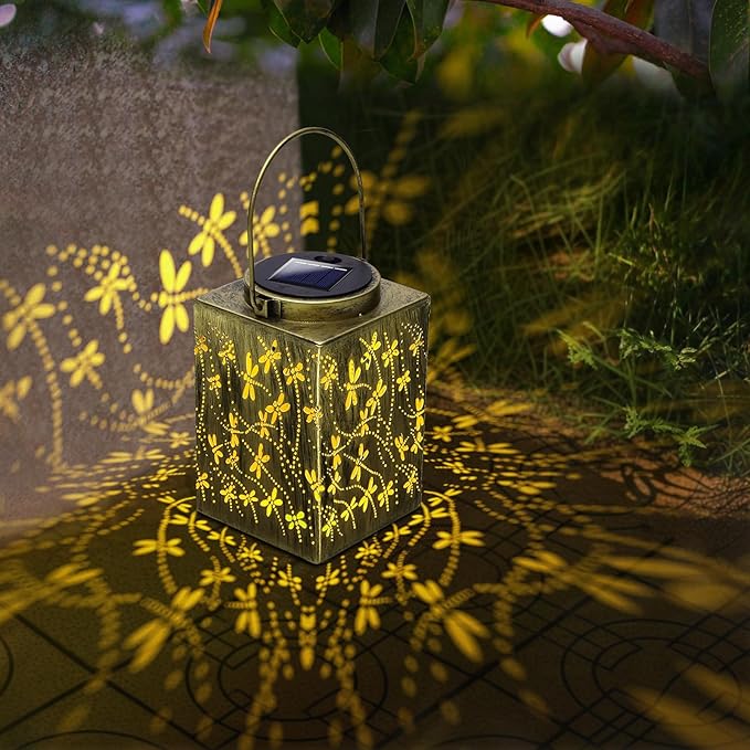 Solar Lanterns, 2 Pack, Bronze Metal, IP65 Waterproof for Outdoor Use