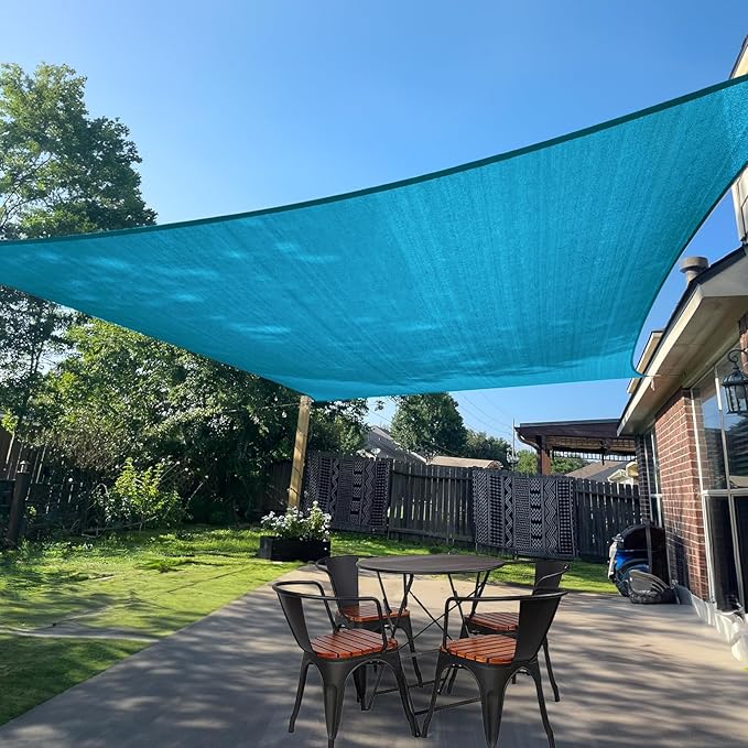 SUNLAX Sun Shade Sail 8' x 16' Turquoise Blue Rectangle Canopy Sail Shade Cover by SUNLAX