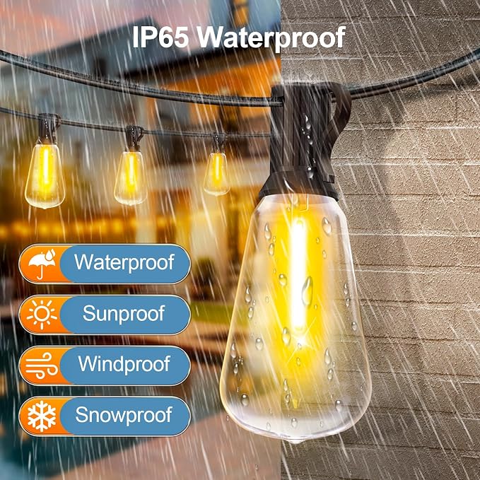 Outdoor String Led Patio Lights - 50Ft 15M Outside Waterproof Light - Image 6