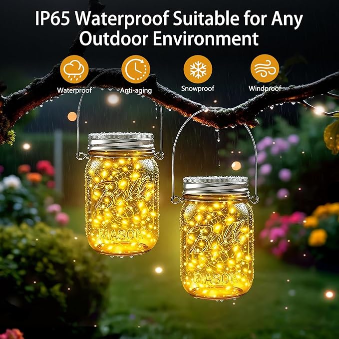 String Lights for Mason Jars, 30 Warm White LEDs, Solar Powered