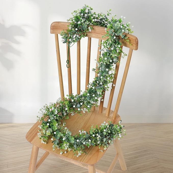 Artificial Plants Greenery Eucalyptus Garland, 4 Packs, 6 Ft, Green