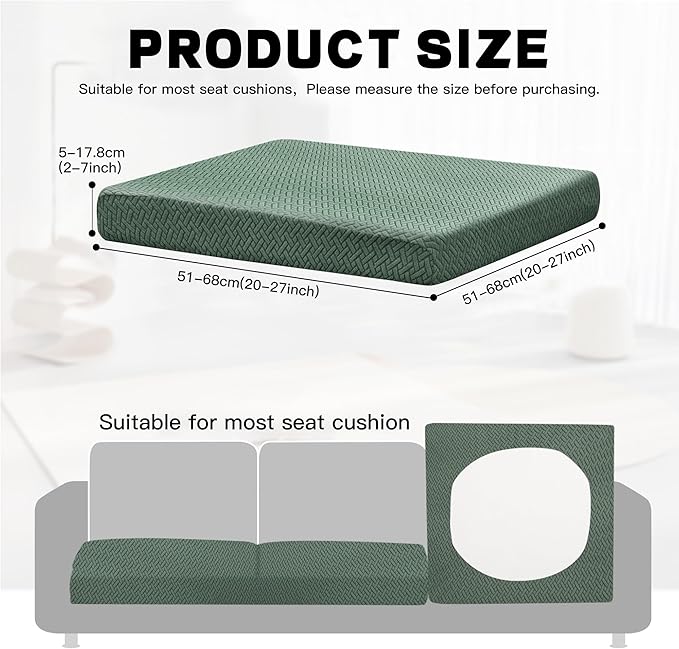 Cushion Covers, 8 Pack Matcha Green Outdoor Patio Cushion Slipcovers
