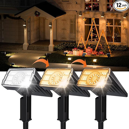 12 Pack Solar Spotlights Outdoor Waterproof IP67, Adjustable Wall&Ground Lights by Professionalproductionofsolarlightsoutdoor%EF%BC%9A%EF%BC%89