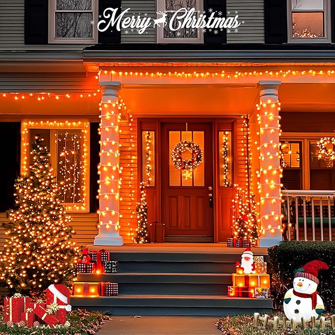 String Lights in Orange, 500 LEDs, 173 Feet, IP44 Waterproof
