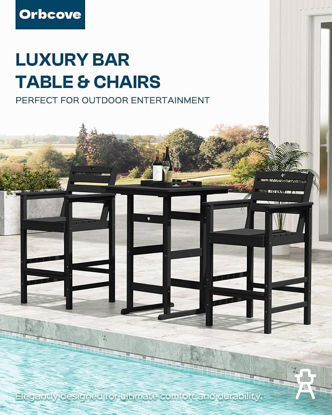 Tall Adirondack Chairs Set of 2, HDPE Wood Balcony Adirondack Chairs Set - Image 5