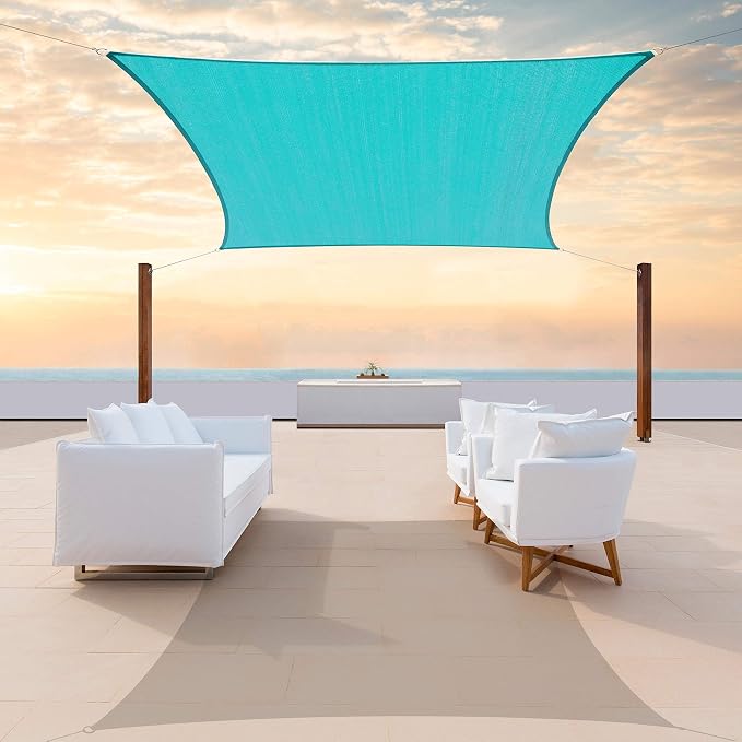 ColourTree TAPR1616 Custom Size 12' x 16' Turquoise Sun Shade Sail Canopy UV by ColourTree