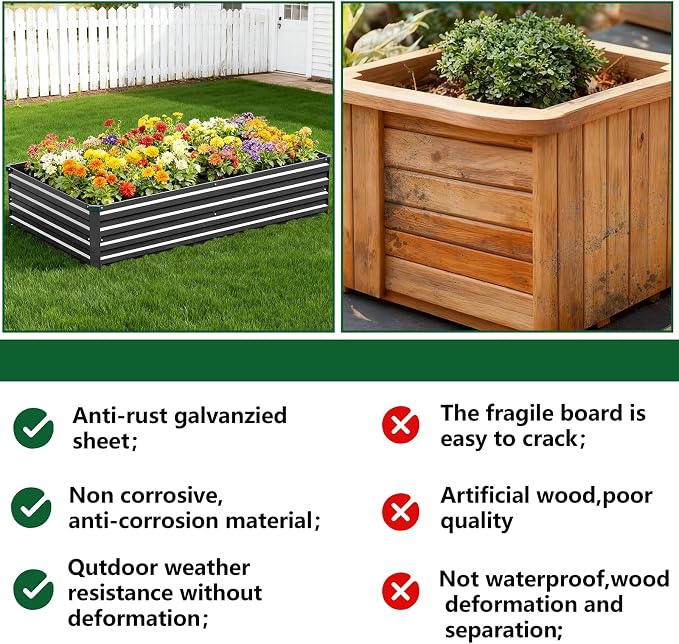 Vengarus 10x3x1FT Galvanized Raised Garden Bed Kit, Outdoor Metal Planter Box - Image 7