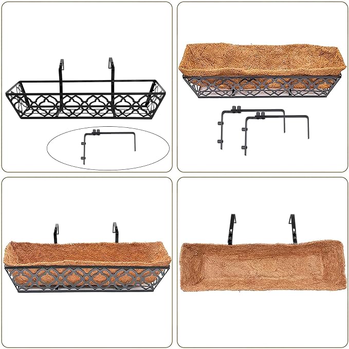 6pcs 24 Inch Window Deck with Coco Liner, Metal Hanging Flower Planter Window - Image 7