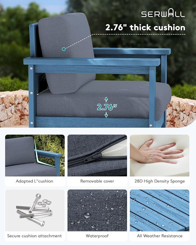 SERWALL 4 Pieces HDPE Outdoor Sofa Set - Image 2