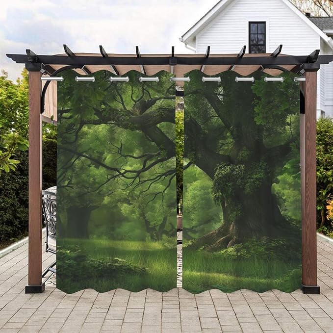 Nature Theme Waterproof Outdoor Curtains by Lirduipu