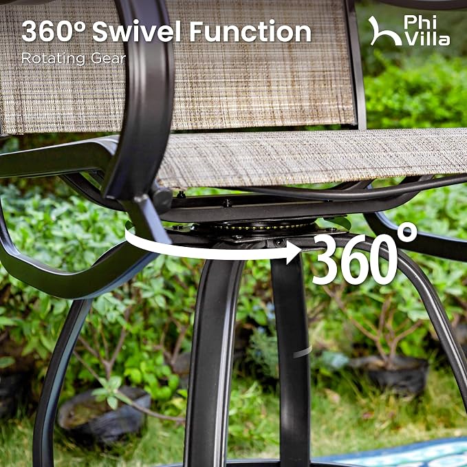 PHI VILLA 7 Piece Outdoor Bar Set, Counter Height Patio Bar Furniture Rectangle - Image 3