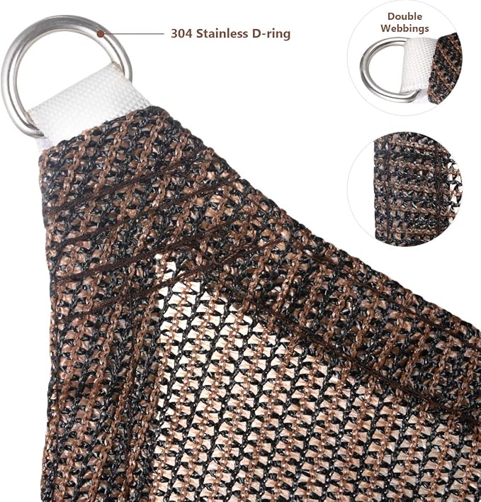 Eden's Decor Straight Flat-Edged Sun Shade Sail Rectangular 14' x 19' Brown - Image 2