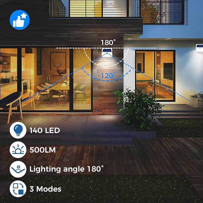 Peasur 16Pack Solar Motion Sensor Lights Outdoor Waterproof, 140LED 3 Modes - Image 4