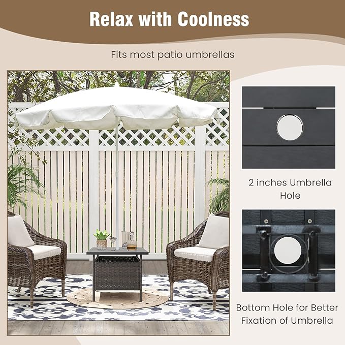 Tangkula Outdoor Wicker Table, Rattan Coffee Table - Image 7