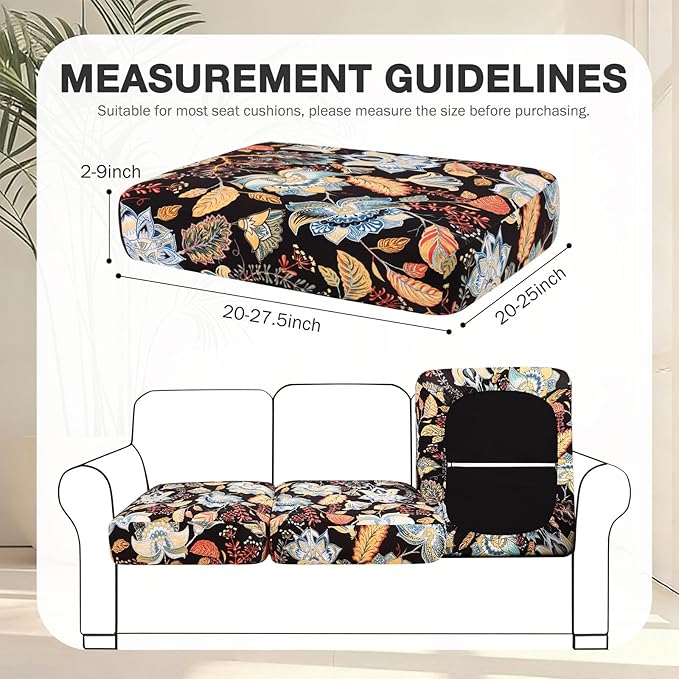 Cushion Covers 14-Piece Set, Floral Stretch Fit for Patio Furniture