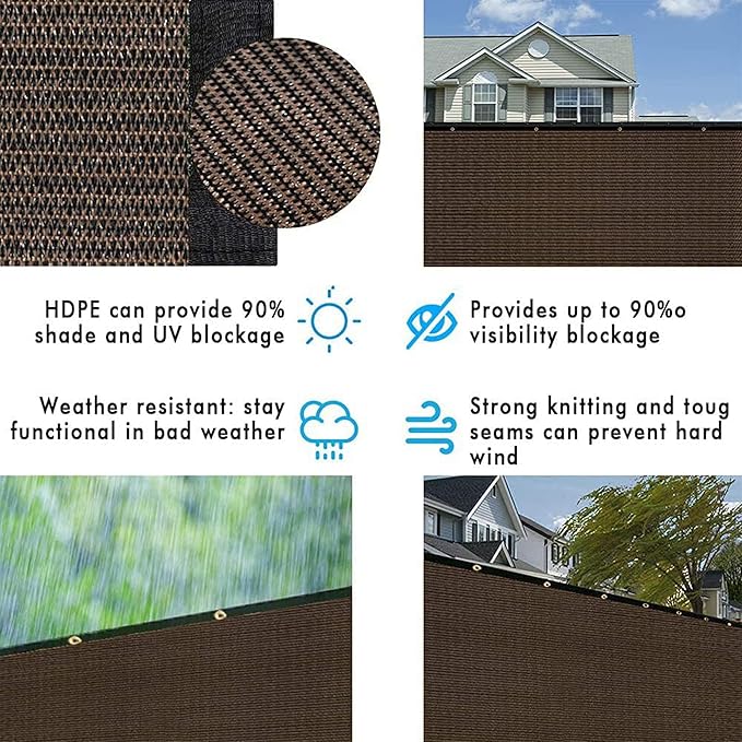 UPGRADE Privacy Fence Screen 4'x7' Brown Outdoor 90% Visibility Blockage 170 - Image 5
