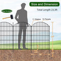 Decorative Fence Set 42in x 23.3ft, Black Metal, 10 Panels