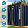 Outdoor Patio Curtains, 4 Navy Waterproof Windproof Panels, 54x95 Inch