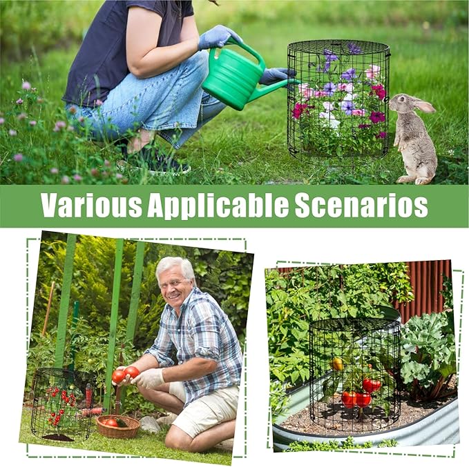 Plant Cages Supports 5 Sets Black Vinyl Coated Wire Garden Protectors