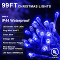 String Lights, 1216 LED, 99 ft, Blue, 8 Modes, Indoor/Outdoor