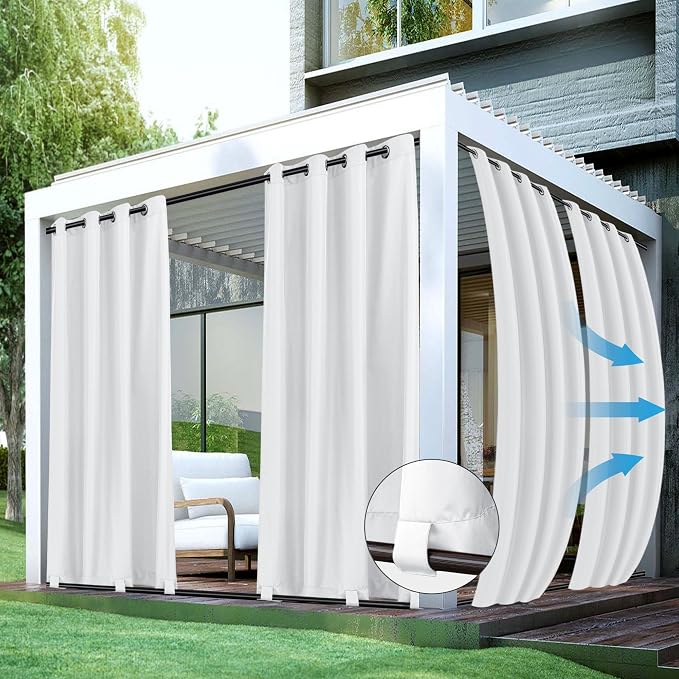 HolidayIdeas Outdoor Curtains for Patio Waterproof 4 Panels-Windproof by HolidayIdeas