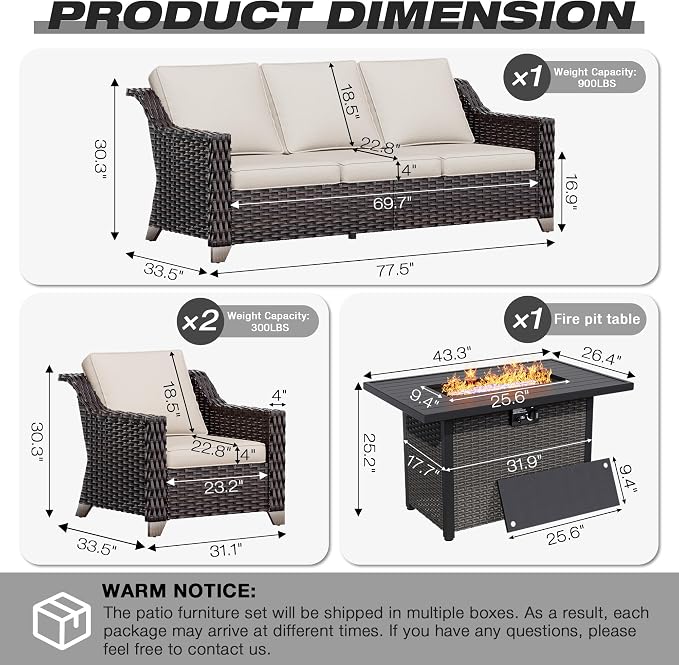 Joyside Wicker Patio Furniture Sets, 4 Pieces Upgraded Large Size Outdoor - Image 2