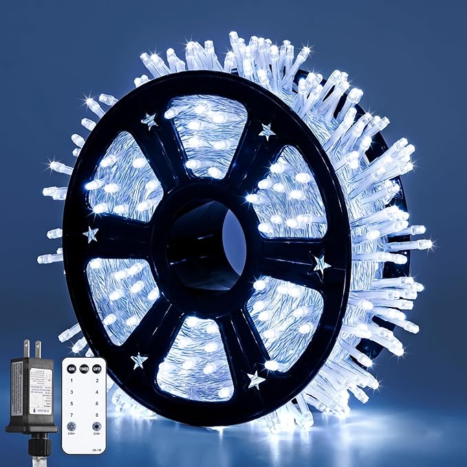 String Lights, 800 White LED Christmas Lights with Remote and Timer