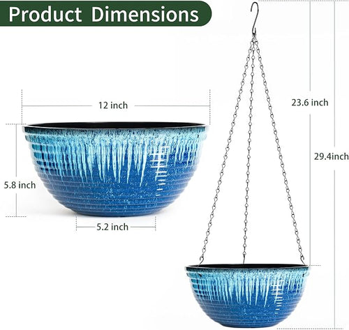 12 inch Hanging Planters for Indoor Outdoor Plants, 2 Pack Large Hanging Flower - Image 2