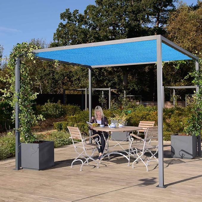 Eden's Decor Straight Flat-Edged Sun Shade Sail Rectangular 14' x 20' Blue - Image 7