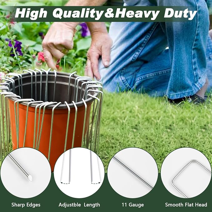 FEED GARDEN 6 Inch 100 Pack Galvanized Landscape Staples Plant Cover Stakes 11 - Image 5