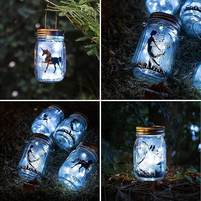 String Lights for Mason Jars, 8 Pack Solar Lid Lights in Cold White