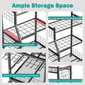 Storage Rack, Black Alloy Steel Yard Tool Organizer with Lockable Wheels