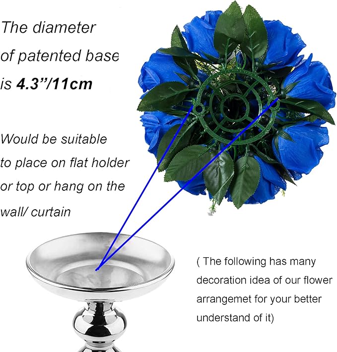 Artificial Flower Balls, Royal Blue Silk Roses for Centerpieces