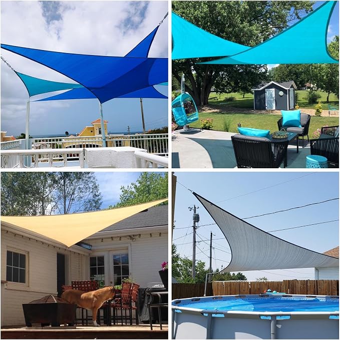 Patio Paradise 2' x 2' x 2' Sun Shade Sail Triangle Canopy Shade Cloth Fabric - Image 2