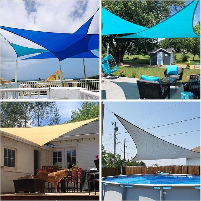 Patio Paradise 16' x 16' x 15'10" Sun Shade Sail Triangle Canopy, Permeable - Image 2