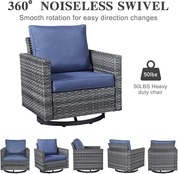 Belord Wicker Patio Furniture 5 Piece Outdoor Sofa Set, Oversize Outdoor Swivel - Image 5