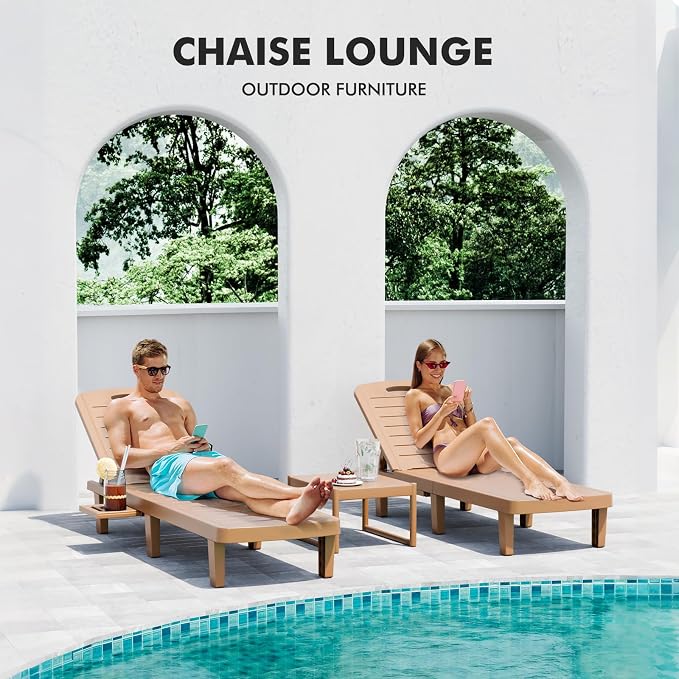 WACASA Outdoor Chaise Lounge Chairs Set of 2, Oversized Lounge Chairs - Image 3