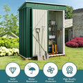 Storage Shed, 5 x 3 ft Green Galvanized Steel with Lockable Door