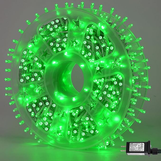 String Lights 165 ft 500 LED Green Outdoor Strand with 8 Modes