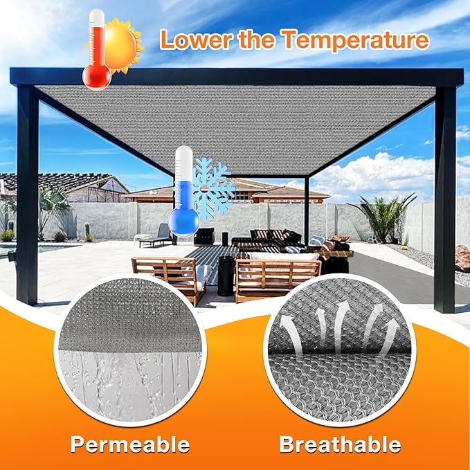 Artpuch Outdoor Pergola Shade Cover 8x14 FT Sun Shade Cloth - Image 4