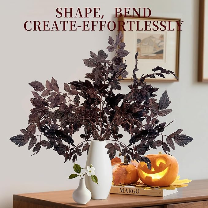 Artificial Fall Greenery Stems, Purple Cimicifuga, 32 Inch, 3 Pack