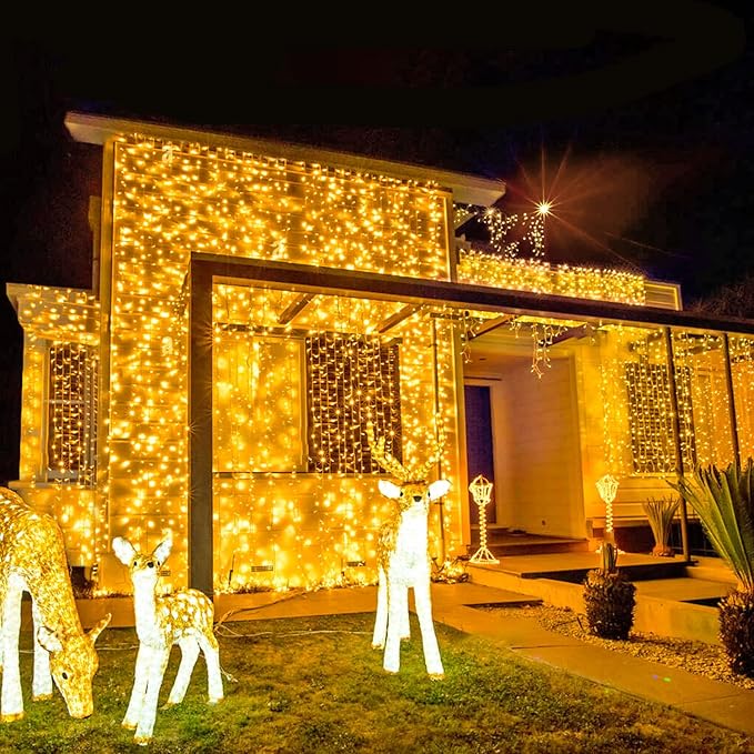 String Lights, 168 ft Warm White, 600 LEDs with Remote