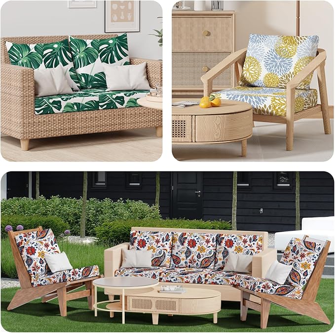 Cushion Covers 8 Pack Stretch-Fit Daisy Flower Patio Chair Covers