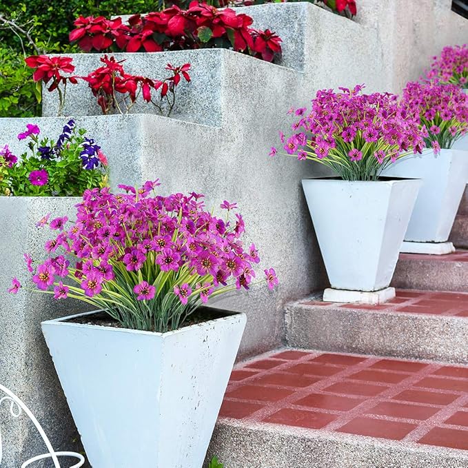 Artificial Plants Greenery, 30 Bundles Purple UV Resistant Outdoor Flowers